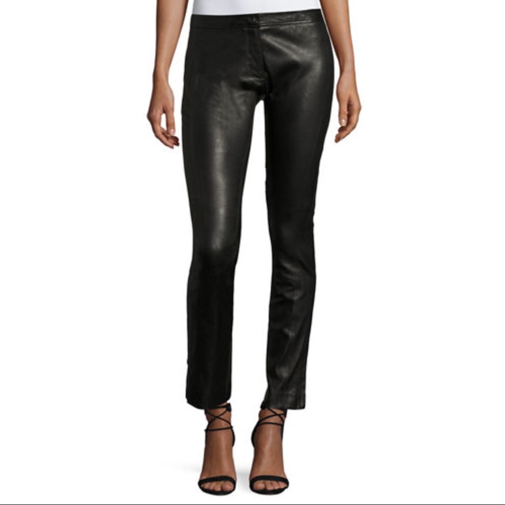 Theory Women's Black Bristol Lamb Leather Riding Pants Sz 2